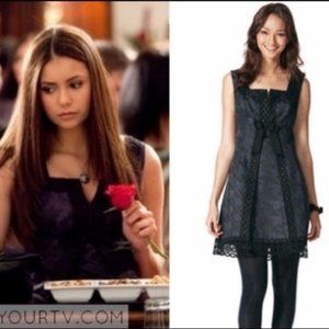 Anna Sui Purple and Black Jacquard Night Out Dress